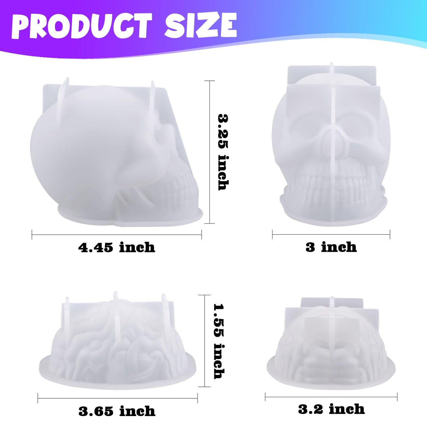 Actvty Skull and Brain Silicone Molds for Resin Casting, Halloween DIY Crafts, Candle, Soap, Chocolate, Jelly - Party Decor