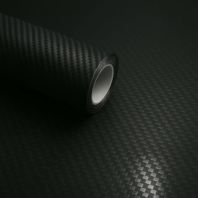 RockRose 3D Matte 3D Black Carbon Fiber Vinyl Wrap, Anti-Wrinkle, Air Release Automotive Bubble Wrap, Self Adhesive Car Vi...