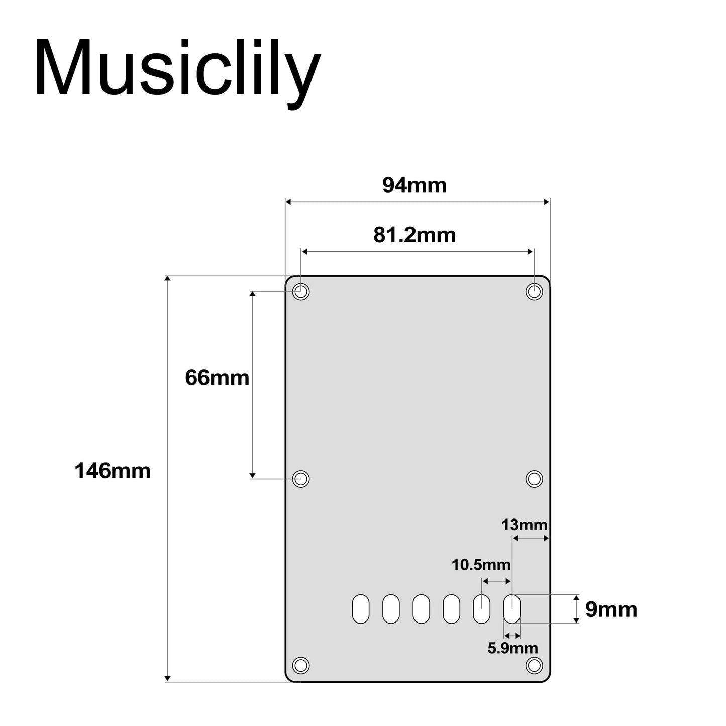 Musiclily Guitar Back Plate Tremolo Cavity Cover Backplate For China Made Squier Guitar Parts,3Ply White