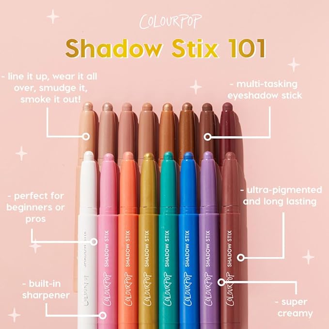 ColourPop Shadow Stix - Cream Eyeshadow Stick with Long-Lasting Color - Multi-Use Cream Makeup with a Built-In Sharpener & Precise Tip for Easy Application - Rain Check (0.05 oz)