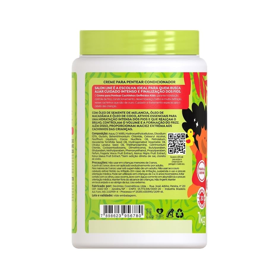 Salon Line - Linha Creme para Pentear (Kids) - Cachinhos Definidos 1000 Gr - (Combing Cream (Kids) Collection - Defined Curls Ne