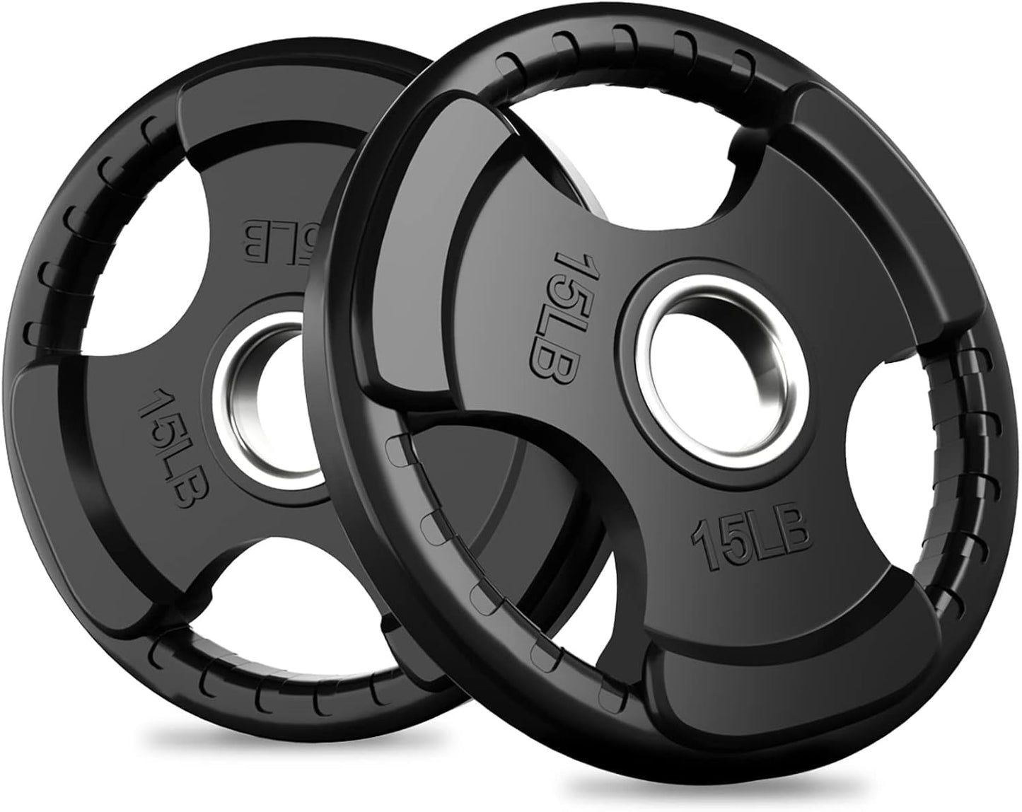 RitFit Olympic Rubber Grip Plates for Barbell, 2-Inch Weight Plates for Weightlifting and Strength Training in Home & Gym, Single, Pair and Sets(2.5/5/10/25/35/45 LB)
