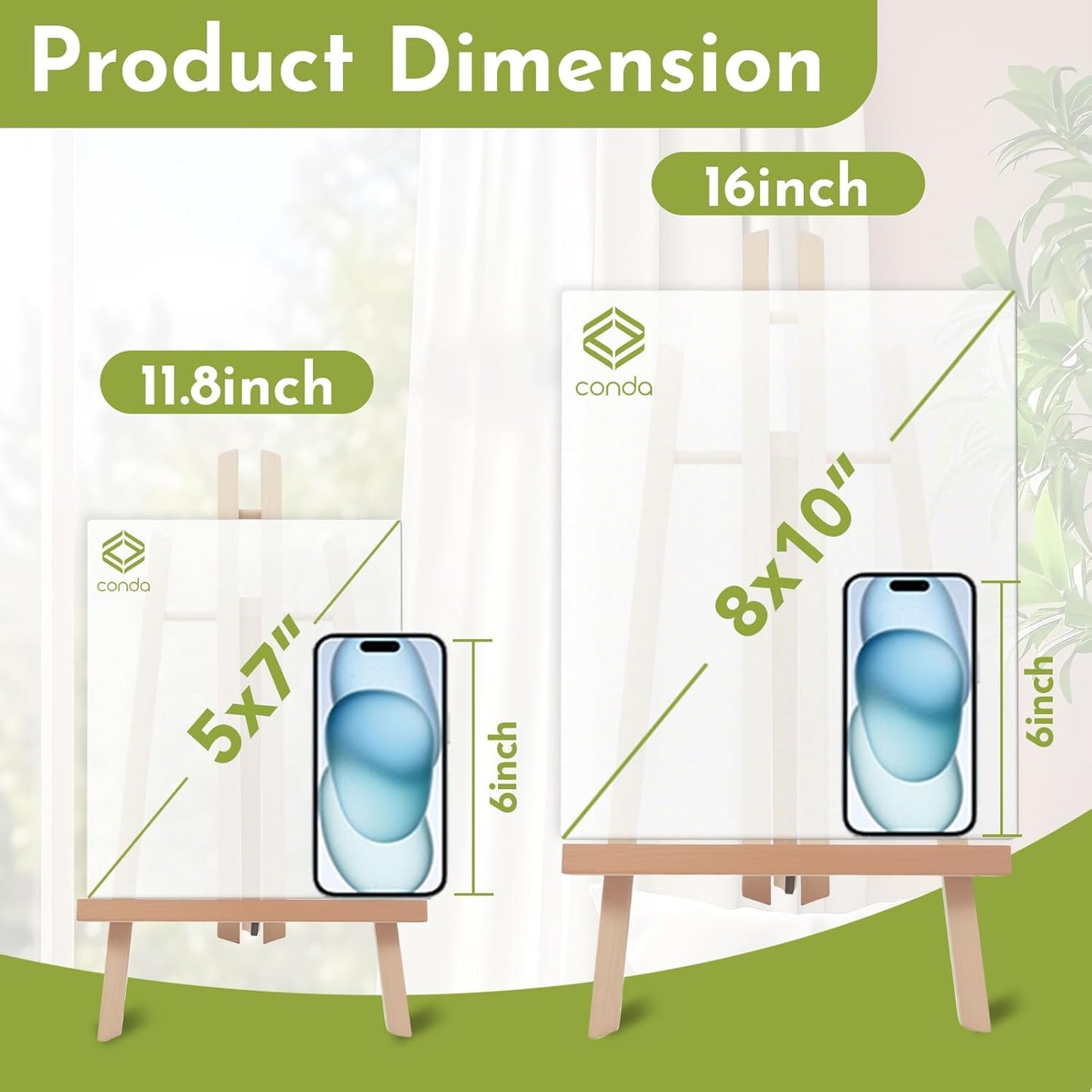 CONDA 6 Pack 16" Tabletop Display Easel, Portable A-Frame Tripod Display Easel for Painting Party & Displaying Canvases, Photos, Display Tripod Holder Stand for Students Kids Beginners