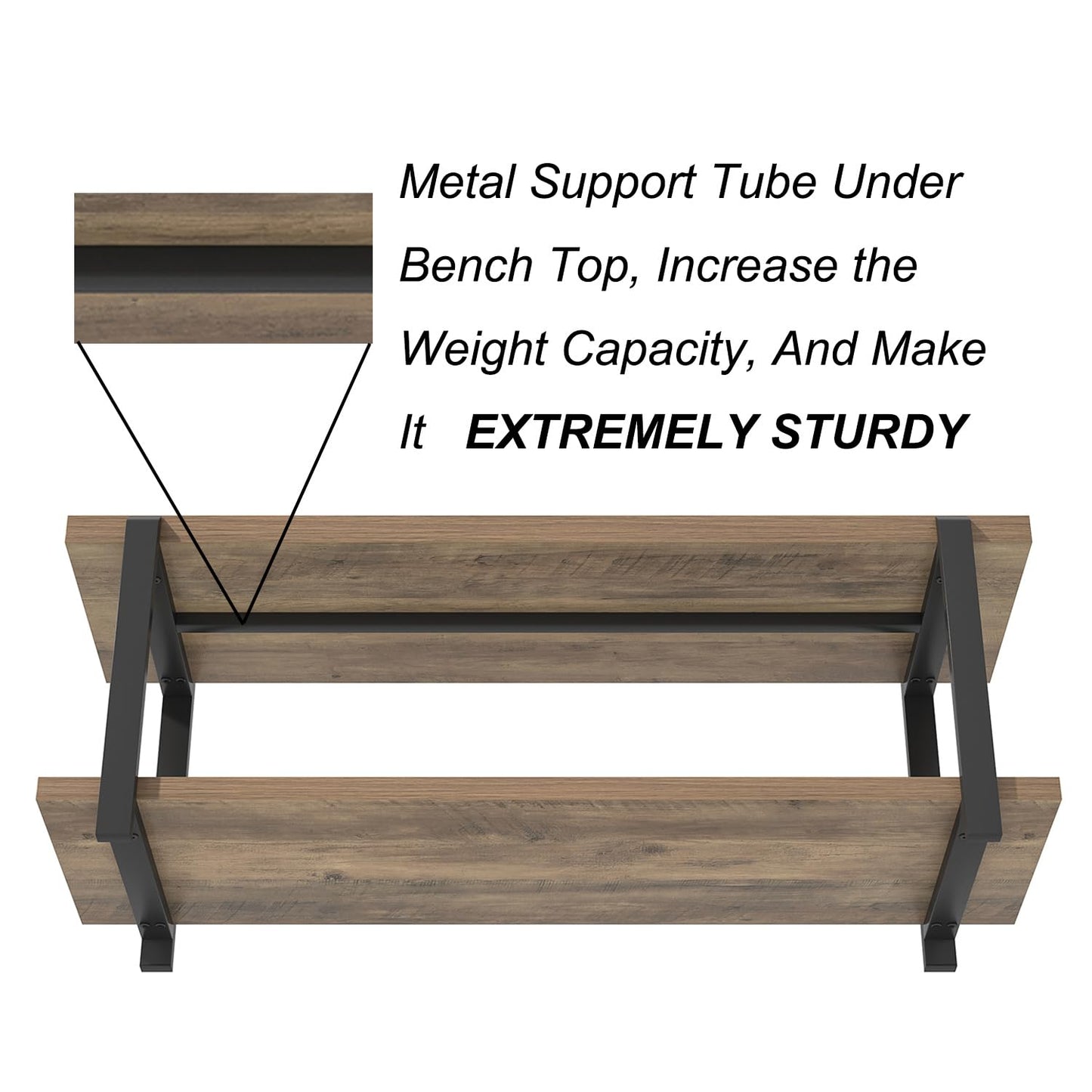 FOLUBAN Entryway Bench, Industrial Shoe Storage Bench for Bedroom Living Room, Modern Indoor Bench Seat for Hallway Front Door Entrance, Easy Assembly, Oak 47 inch