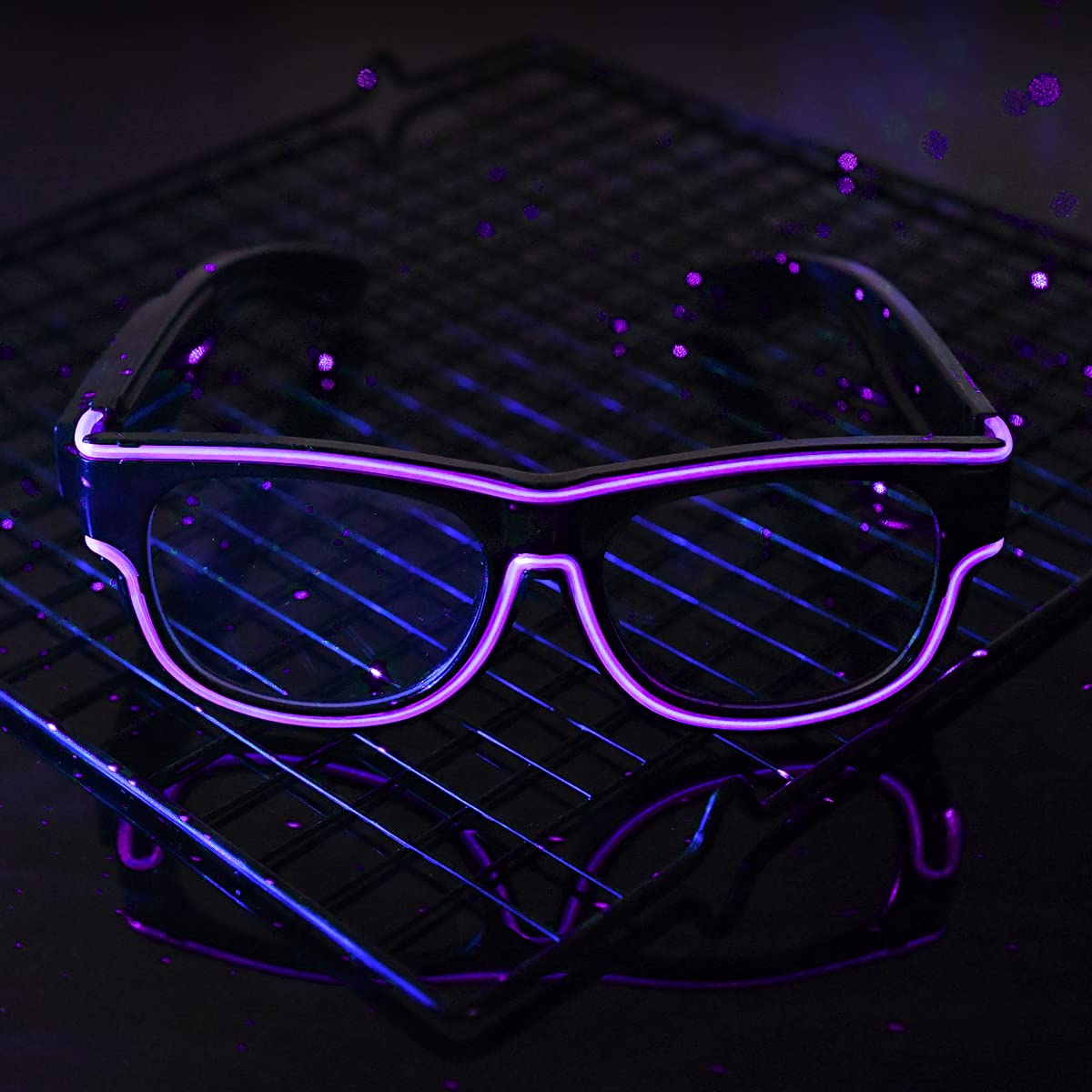 Ainiv Light Up Glasses 3 Flash Modes LED Luminous Glasses Neon Party Glasses Rave Glasses Glow in the Dark for Parties, DJ, EDM, 80s, Halloween, Christmas, Festival, Carnival, Birthday