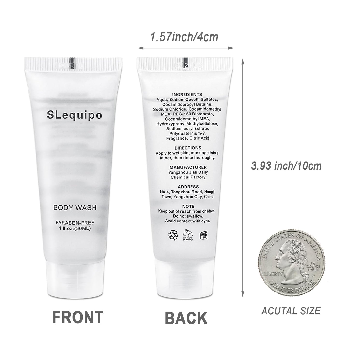 SLequipo Travel Size Body Wash (1 fl oz, 50 Pack), Refreshing Hotel Body Wash, Mini and Small Size Guest Hotel Toiletries in Bul