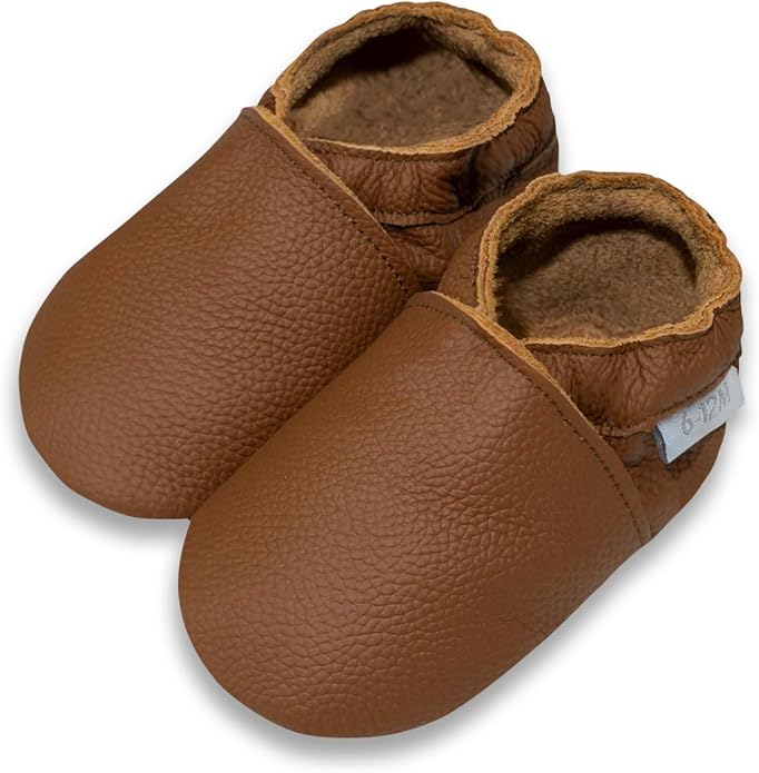 Basrakids Leather Baby Shoes Boys Girls Moccasins Infant Toddler Slippers Soft Sole Anti-Slip Baby Walking Crib Shoes