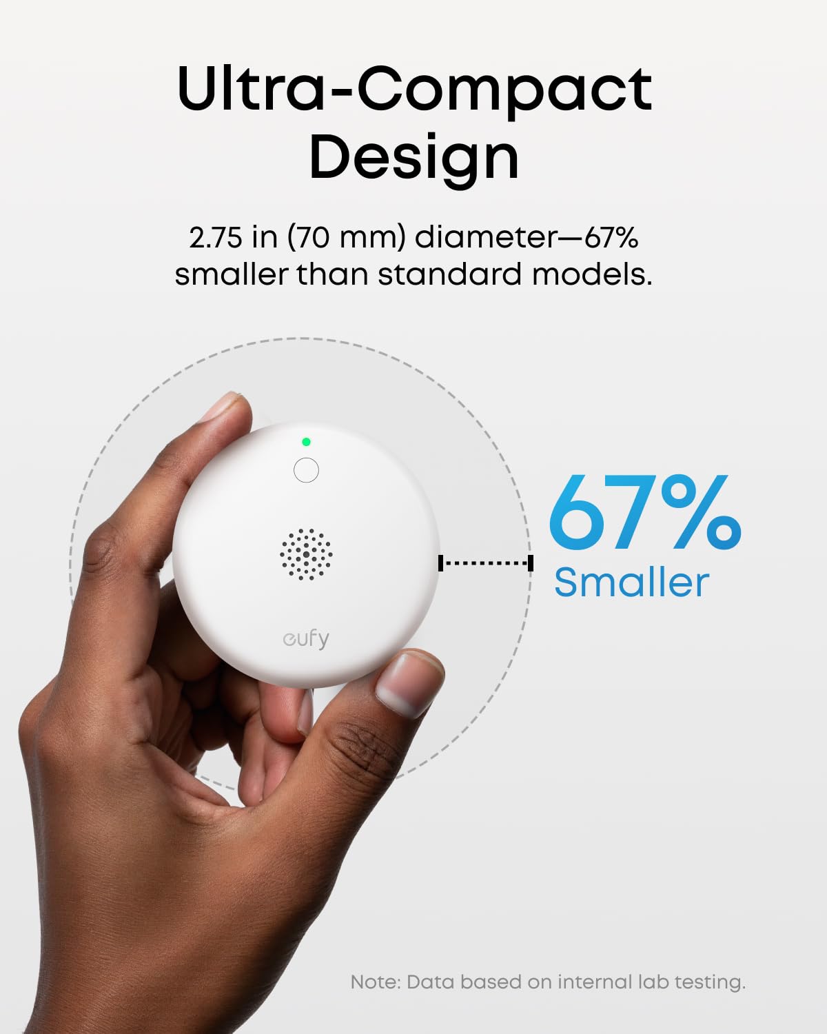 eufy Smoke Alarm E10, Accurate Fire Alerts, Ultra-Compact 70 mm Design,Extended 5-Year Battery Life, Long Communication Range, Requires HomeBase 2, 3, Mini, or Pro