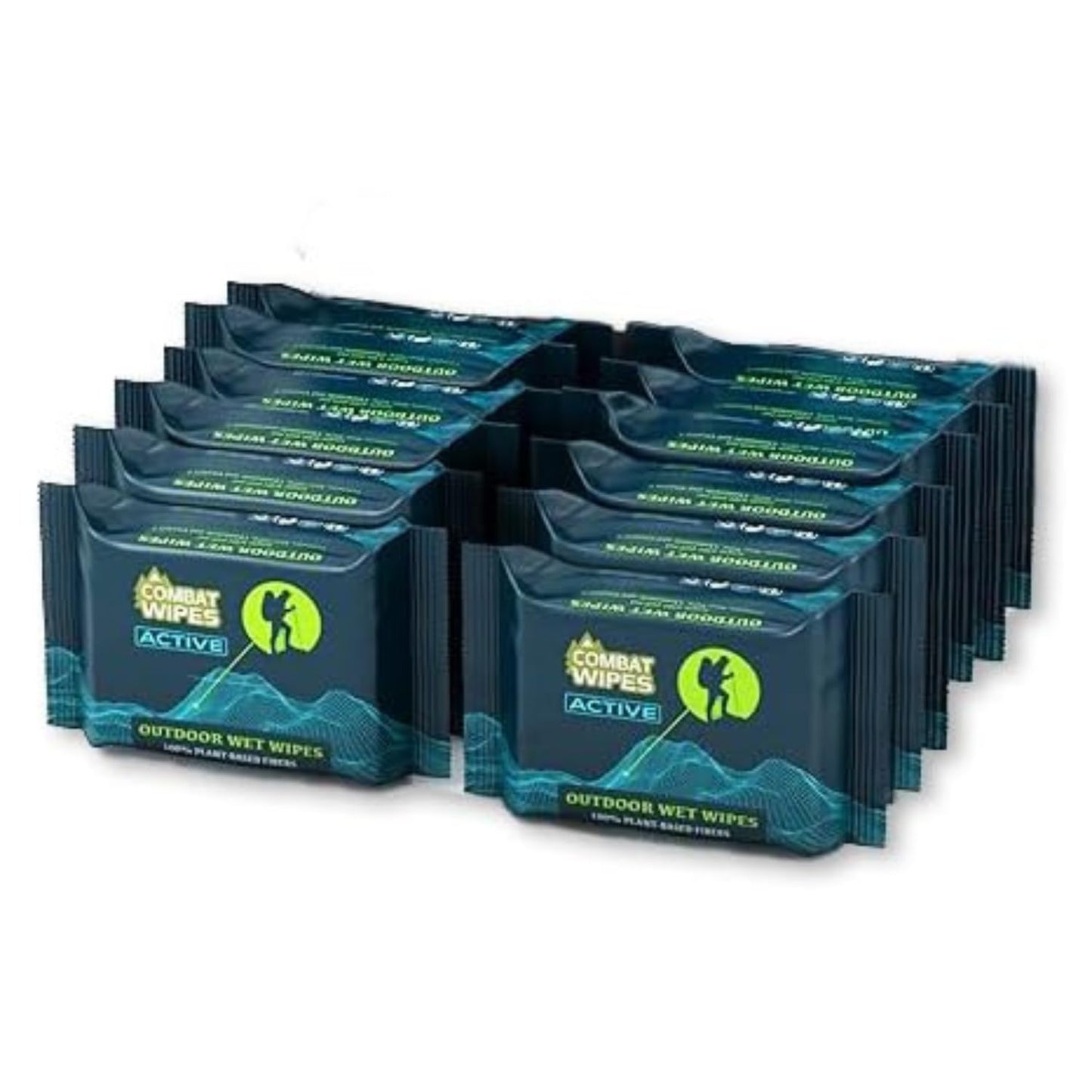 Combat Wipes ACTIVE Outdoor Wet Wipes - Extra Thick Camping Gear, Biodegradable, Body & Hand Cleansing/Refreshing Cloths for Backpacking & Gym w/Natural Aloe & Vitamin E (12 Pack, 300 Wipes)…