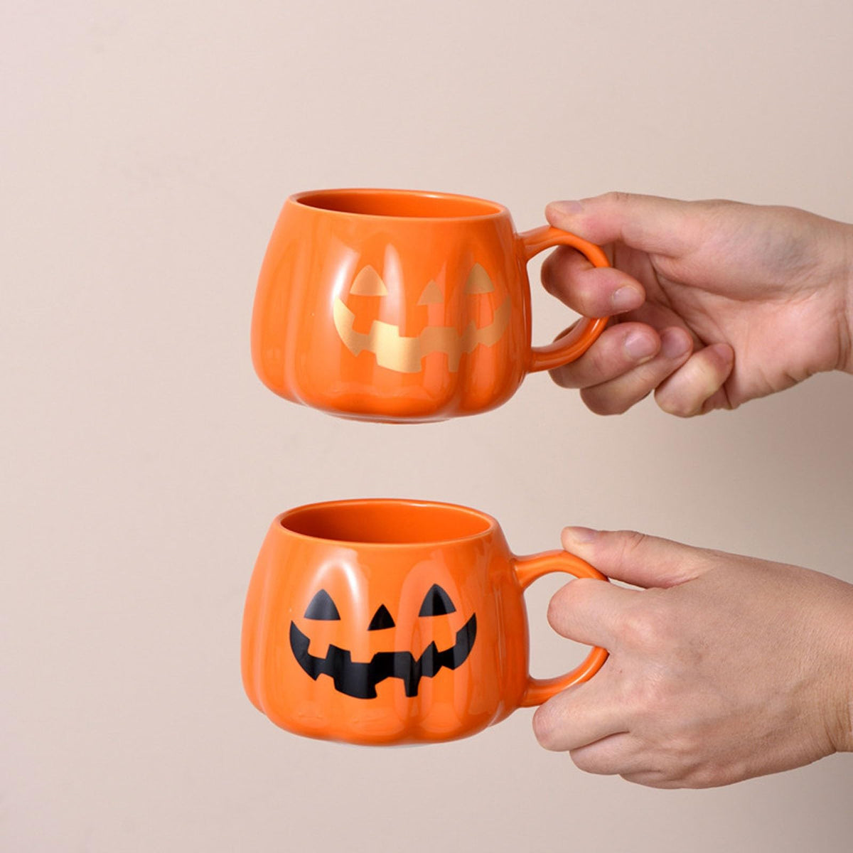 Halloween Pumpkin Mugs Coffee Mug Tea Cup Cute Expression Decorative Cups Birthday Tabletop Drinkware Gifts for Adults Kids Women (Orange1)
