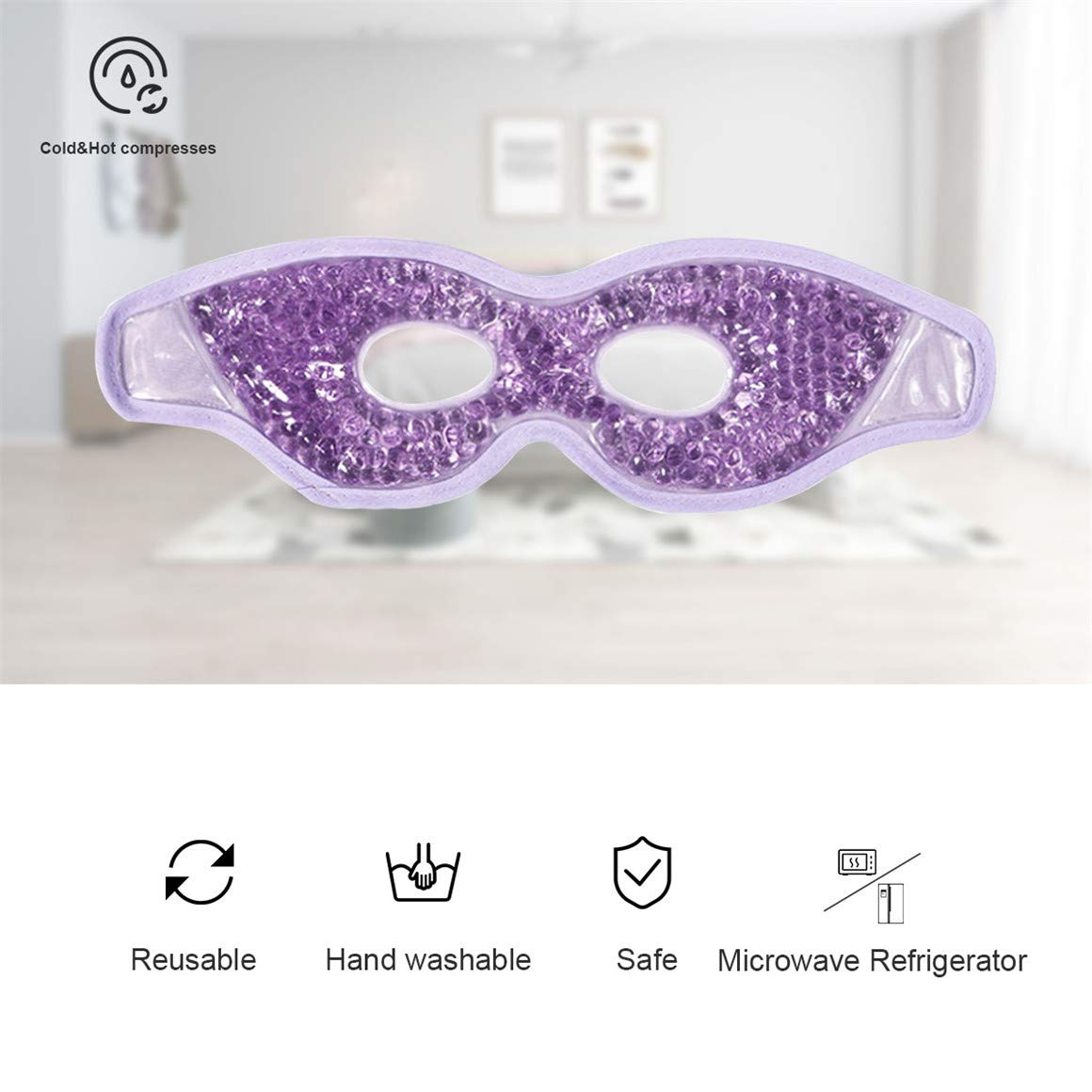 Ruzzut Cooling Gel Eye Mask with Eye Holes, 2 PCS Cold Eye Packs for Puffiness & Swelling, Reusable Hot Cold Compress Heat Ice Gel Pack, Purple and Pink
