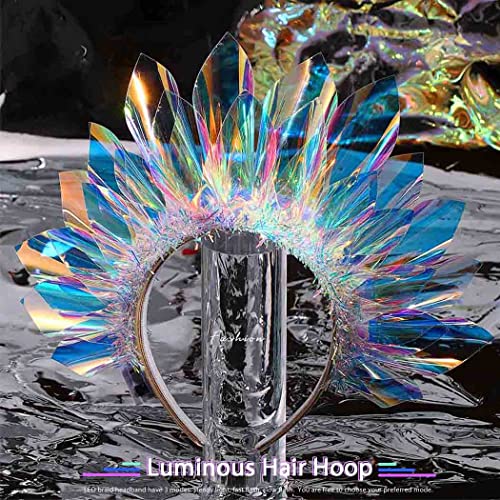 JONKY Light Up Crown Led New Year Eve Headband Glow Birthday Headpiece Rave Costume Hair Accessories for Women