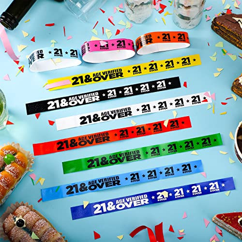 Teling 1200 Pcs Over 21 Paper Wristbands Events Wristbands Colored Waterproof Paper Bracelets Lightweight Wrist Bands Iden...