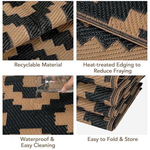 Garvee Waterproof Outdoor Rug 8x10, Outside Plastic Grass Mat for Camping, Modern Reversible Straw Rug Backyard Floor Mat ...