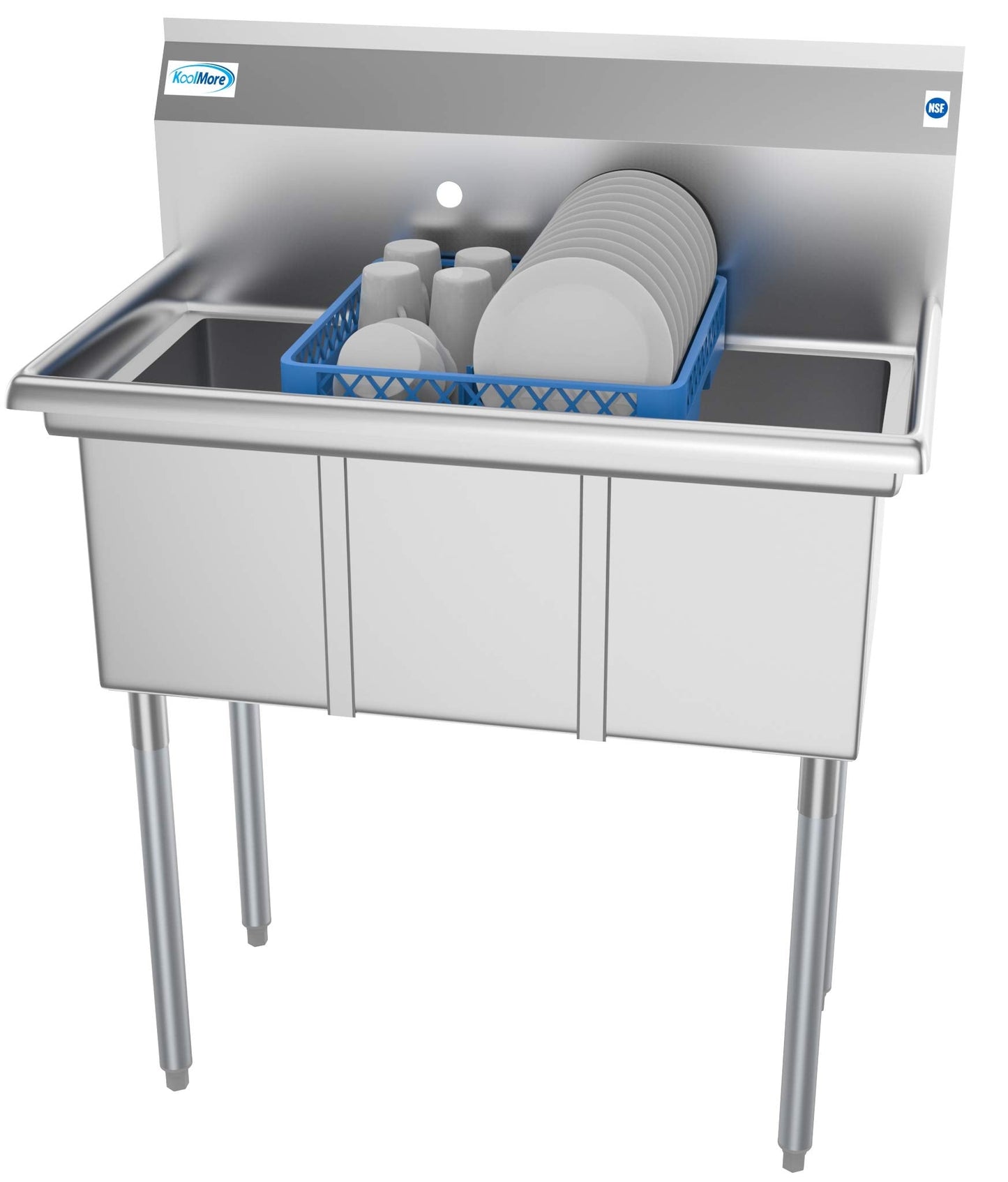 KoolMore 36" 3 Compartment Stainless Steel Triple Bowl NSF Commercial Kitchen Sink - Bowl Size 10" x 14" x 10"