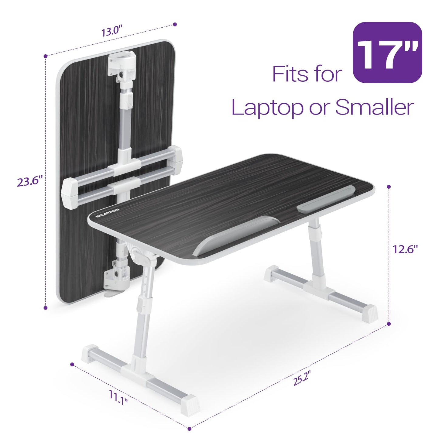 Laptop Bed Tray Table, Nearpow (Larger Size) Adjustable Laptop Bed Stand, Portable Standing Table with Foldable Legs, Foldable Lap Tablet Table for Sofa Couch Floor - Large Size