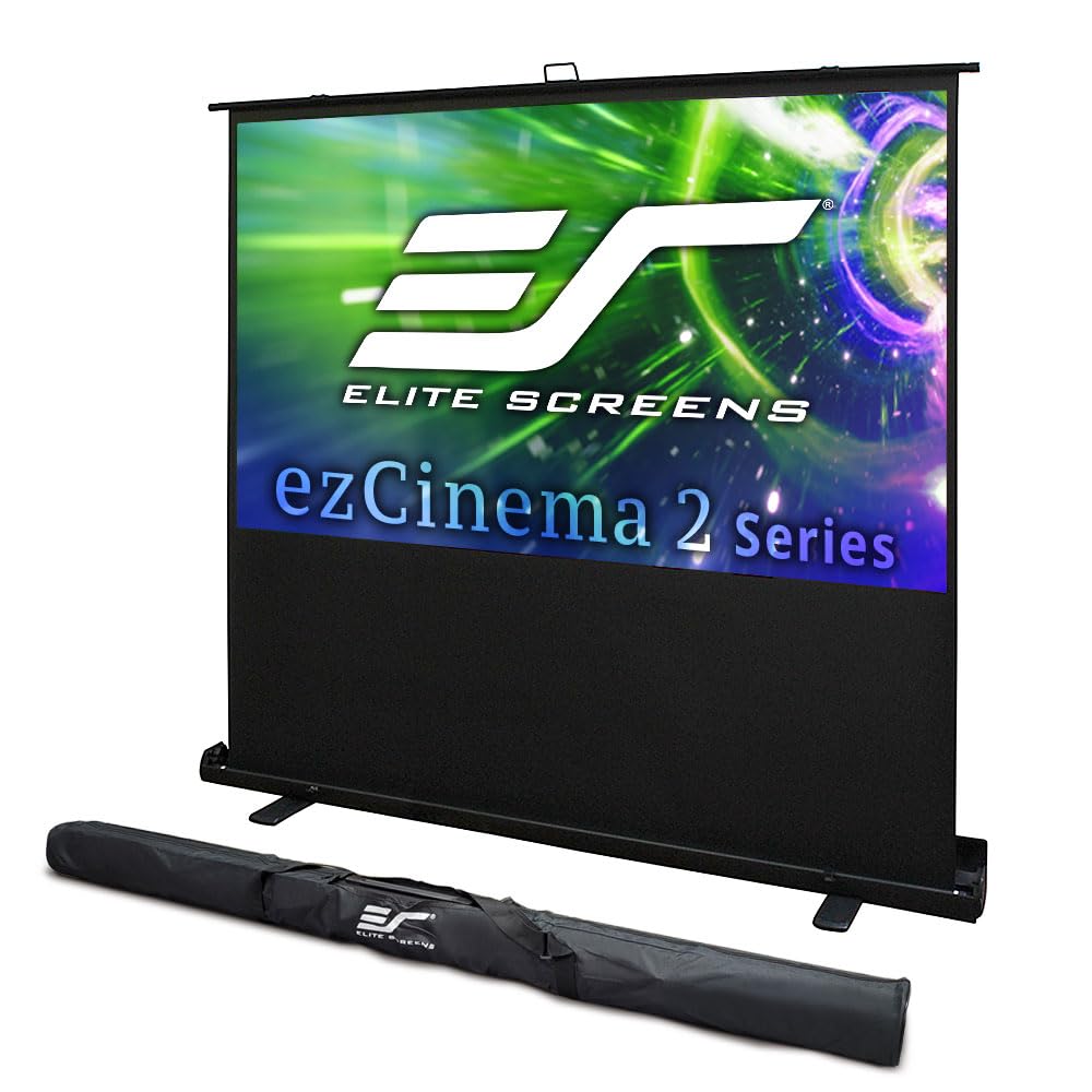 Elite Screens ezCinema 2 Projector Screen, Aluminum, Black | 84-inch 16:9, Manual Floor Pull Up Scissor Backed Portable Home Office Classroom Front Projection + Carrying Bag |2-Year Warranty, F84XWH2
