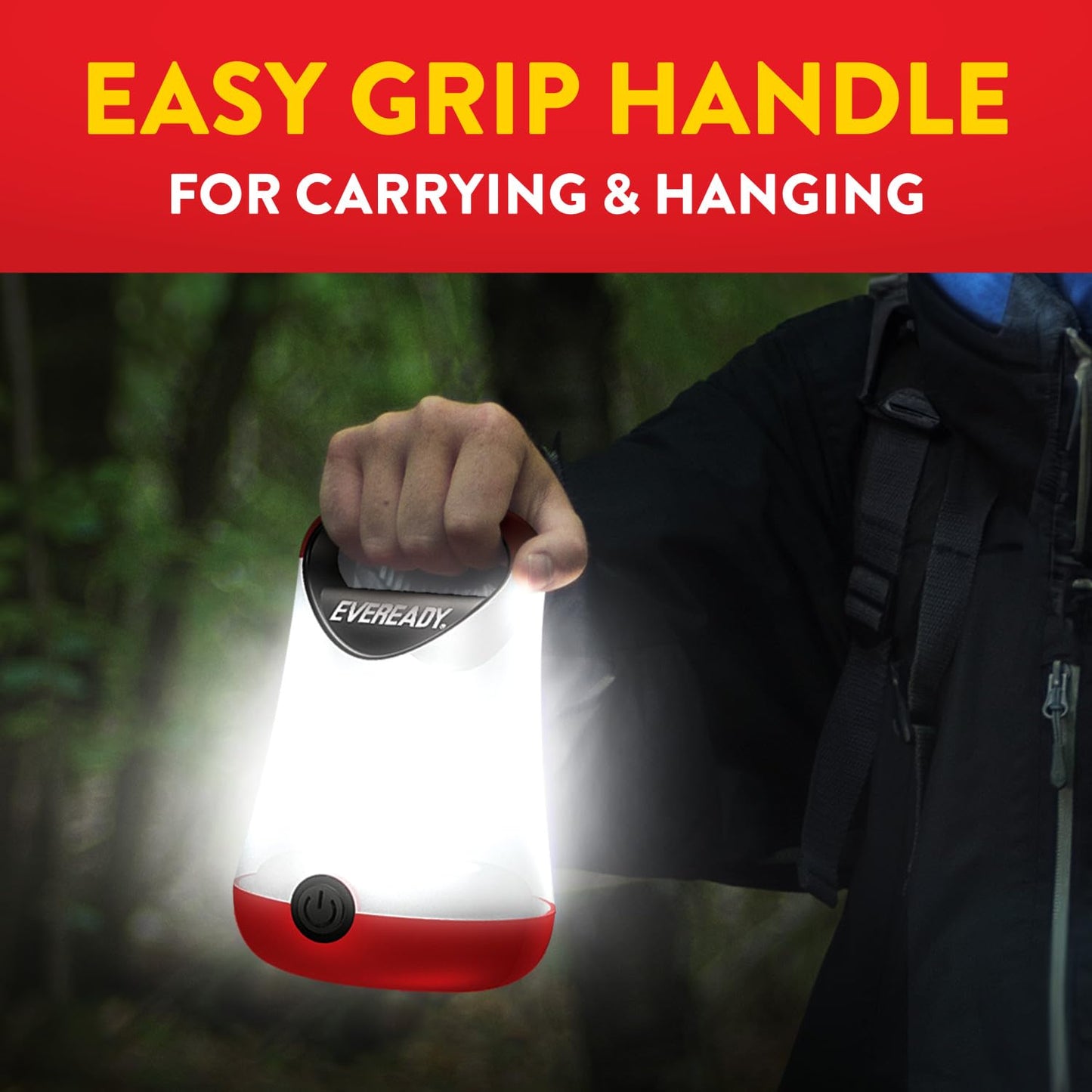Eveready LED Camping Lantern X-250 (2-Pack), Super Bright Tent Lights, Rugged Water Resistant LED Lanterns, 100 Hour Run-time (Batteries Included), Red and Black