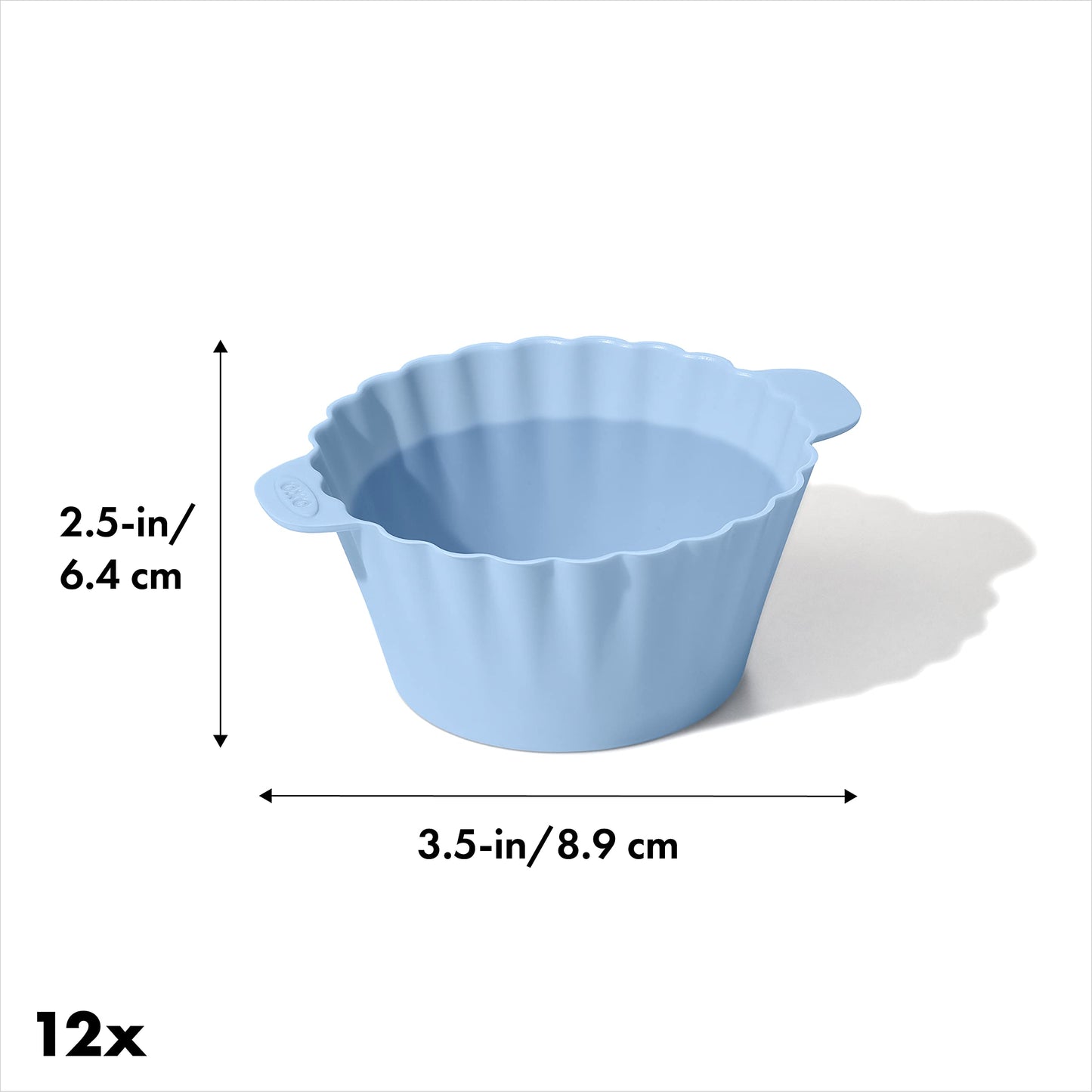 OXO Good Grips Silicone Baking Cups, Pack of 12, Reusable, BPA-Free, Dishwasher Safe, Non-Stick, Food Grade, Cupcake Cups, Muffin Cups, Cupcake Liners, Muffin Liners