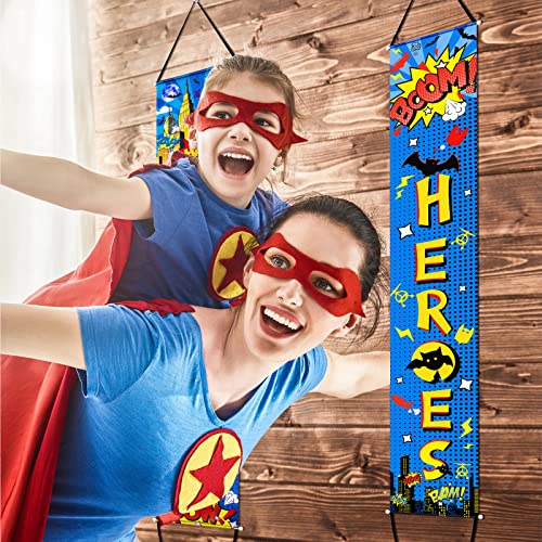 Chinco Store Hero Decorations Backdrop Porch Sign Banners Welcome Hanging Decoration for Super Fun Hero Party Wall Adornme...