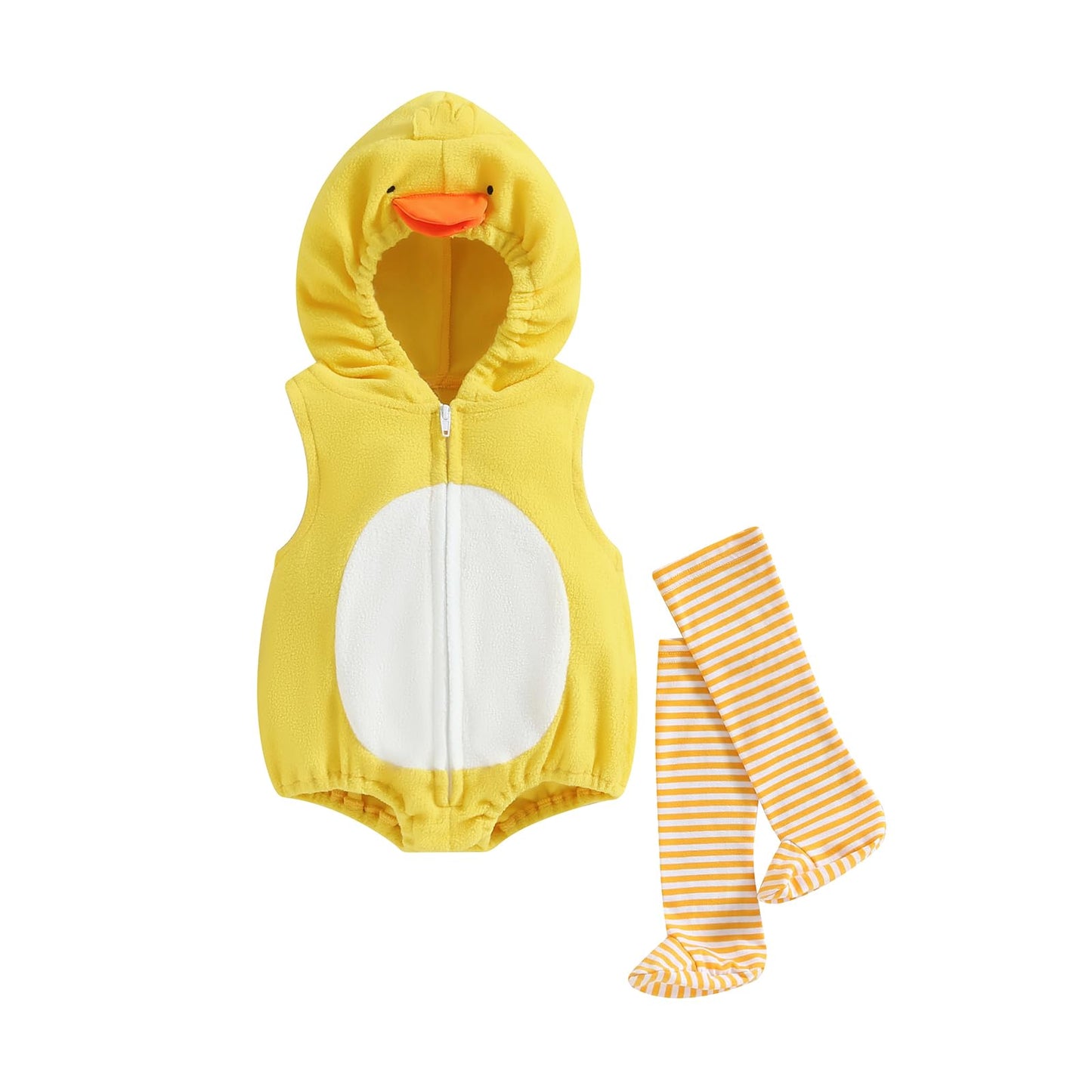 Halloween Costumes Toddler Baby Boy Girl Flamingo Animal Hooded Sleeveless Romper Jumpsuit Legging Duck Outfits (Duck, 12-18 Months)