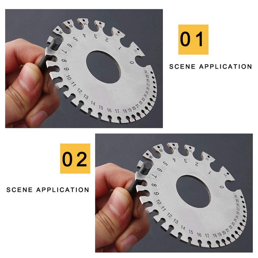 2 Pcs Stainless Steel Thickness Gauges Wire Gauge Measuring Tool, Metal Sheets Welding Tool Round Wire Cable Sheet Thickness Gage and Wire Thickness Gauge
