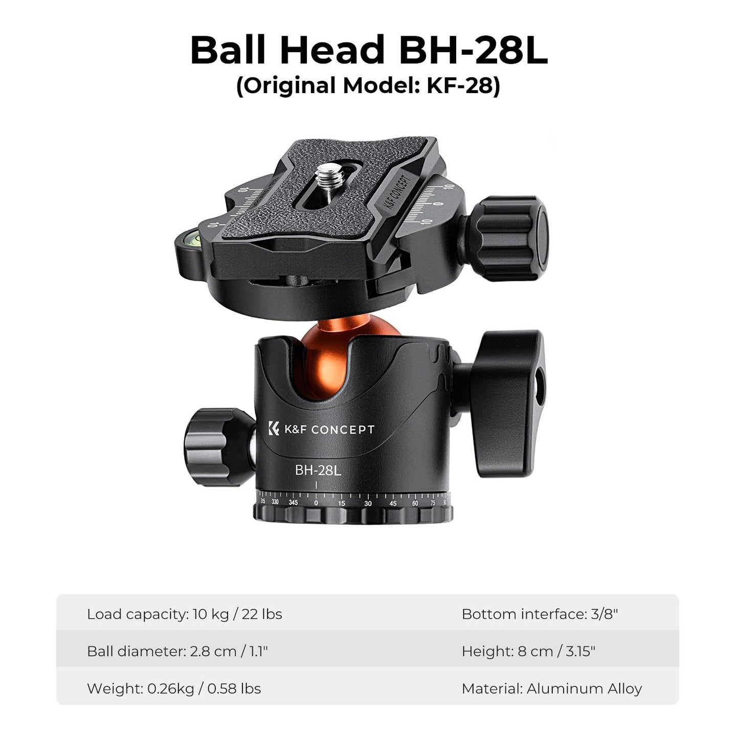 K&F Concept 67 inch Camera Tripod Horizontal Aluminum Tripods Portable Monopod with 360 Degree Ball Head Quick Release Plate for DSLR Cameras T255A4+BH-28L (TM2515T1)