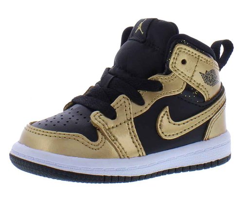 Toddler's Jordan 1 Mid Black/Metallic Gold-White (DR6969 071) - 4