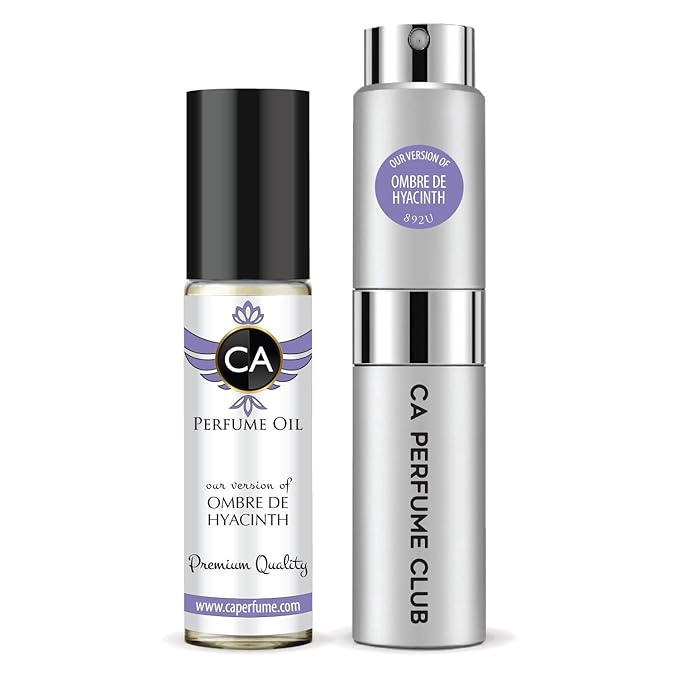 CA Perfume Duo Impression of Ombre De Hyacinth For Women And Men Perfume Layering Set Long Lasting Travel Size EDP + Body Oil Roll-On Bottle 0.27 Fl Oz+0.33 Fl Oz