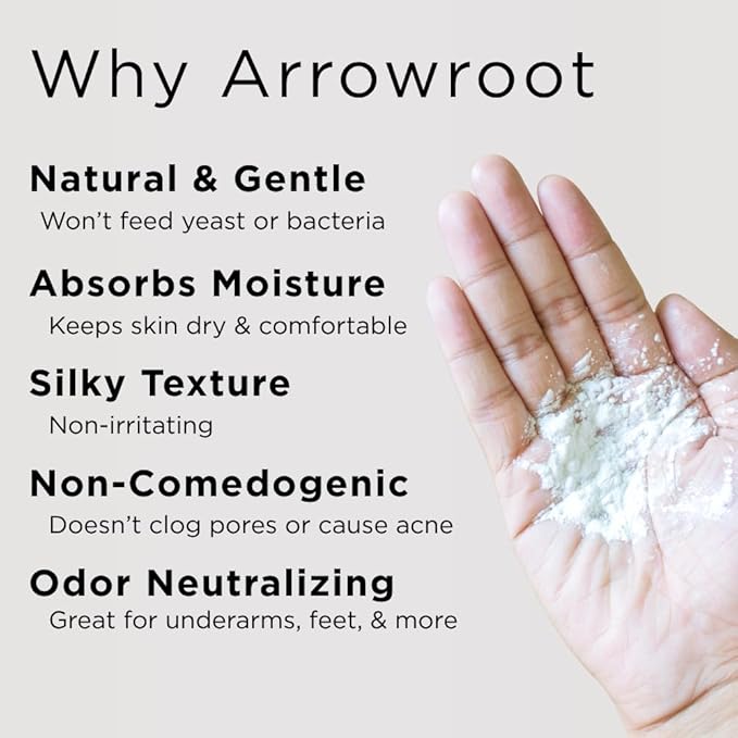 Sumbody Pure Arrowroot Natural Organic Unscented Body Powder - (4oz) Talc Free Cornstarch Free for Men, Women, Teens, Baby Powder Sweat Absorbing, After Shower, Perfume Dusting Skin Care, Travel Size