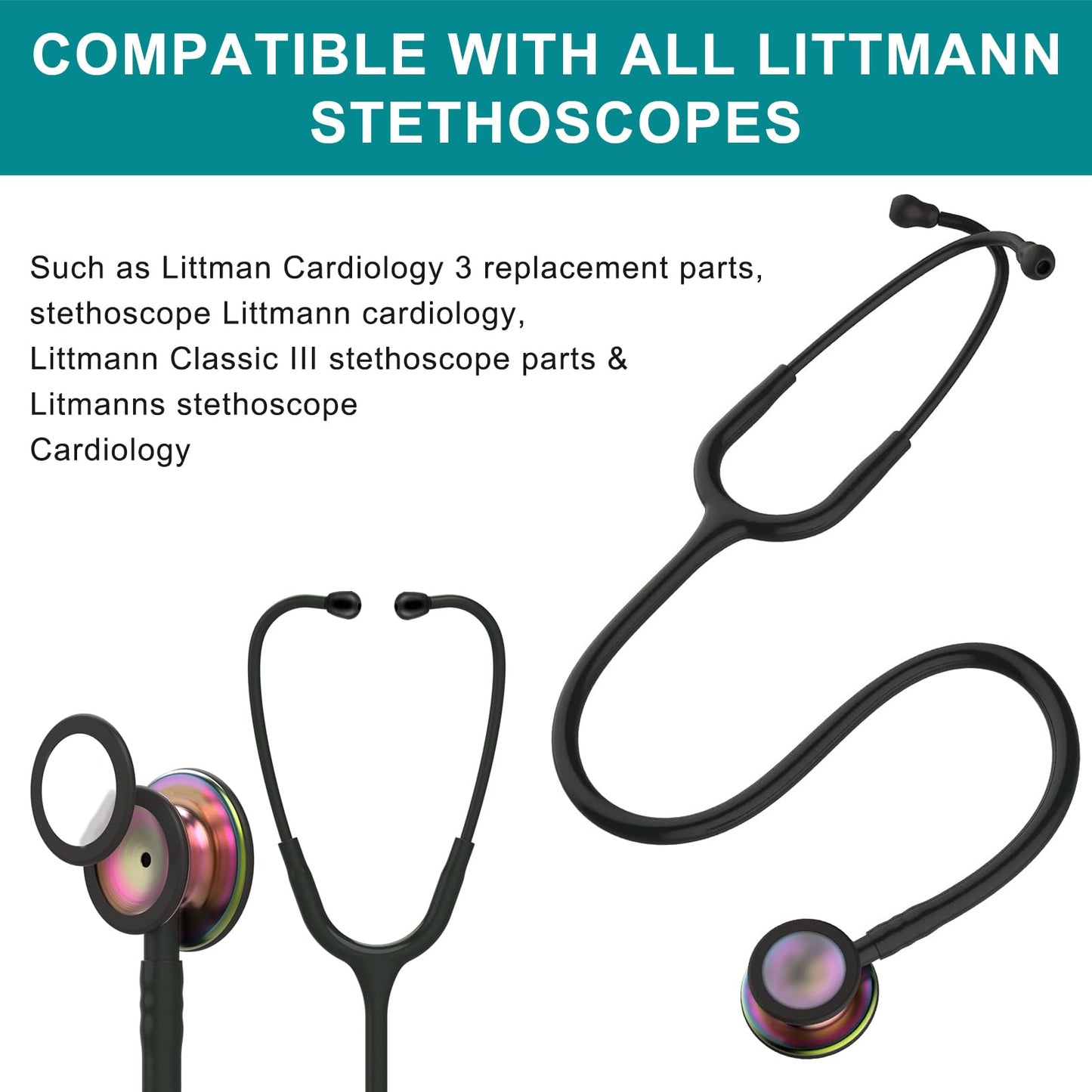 Stethoscope Ear Tips Replacement for Littmann Stethoscopes - Compatible with Littman Ear Tips Replacement, Stethoscope Ear Pieces, Littmann Stethoscope Parts & Cardiology IV Parts, Small/Medium, 4 Pcs