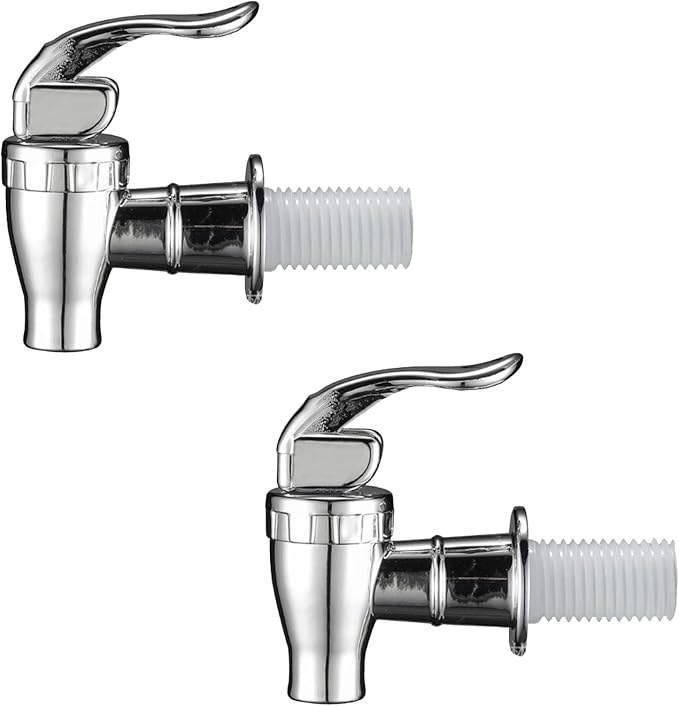 YAFIYGI 2Pack Modern Silver Plastic Beverage Dispenser Spigot, Push Style Faucet for Beverage Dispenser, Gravity Feeding, ...