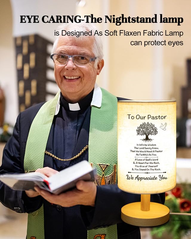 SOUHONEY Pastor Appreciation Gifts - Unique Pastor Gifts for Men for Pastor Day, Christmas, Birthday, Anniversary, Fathers Day, Fabric Bedside Decor Lamp