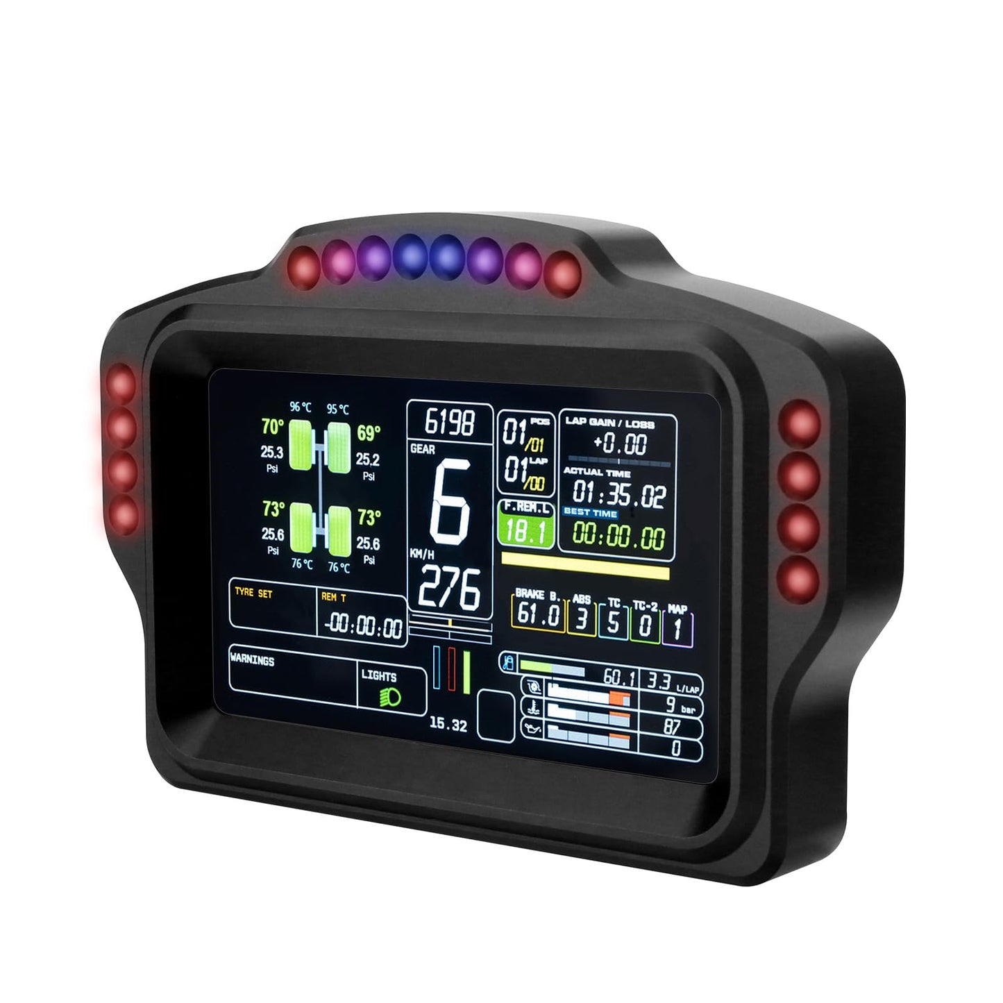 DV480 Pro V5 SimRacing Dashboard-DDU-Display Sim Racing Dash with 5" Screen & 16 RGB LEDs for Simulation Racing Games Accessories include Bracket for Wheel Base, Compatible with all DD bases