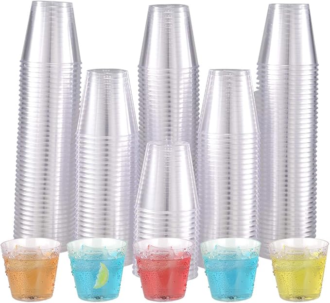 JOLLY CHEF 500 Clear Plastic Shot Glasses, 2 oz, Disposable, Ideal for Parties, Weddings, Holidays, Picnics, Events, Wine ...