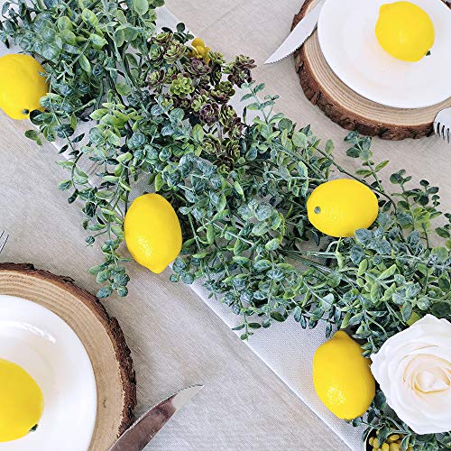 Winlyn 30 Pack Faux Yellow Lemons Artificial Fruits Fake Lemons Lifelike Simulation for Lemonade Party Kitchen Table Summe...