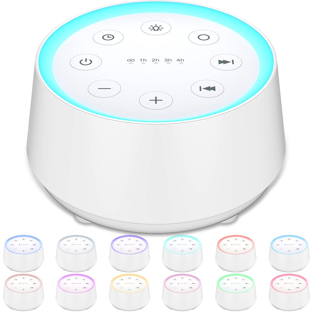 EasyHome Sleep Sound Machine White Noise Machines with 30 Soothing Sounds 12 Adjustable Night Light 10 Adjustment Brightness 32 Levels of Volume 5 Timers and Memory Function Kid Adult Travel