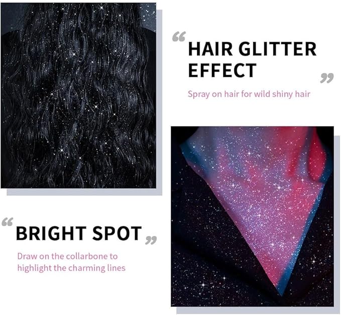 Body Glitter Spray, Perfect Long-Lasting Applies to Music Stage Rave Festival Party Outfit Accessories Hair and Body Shiny Glitter Makeup. (2.11 oz)