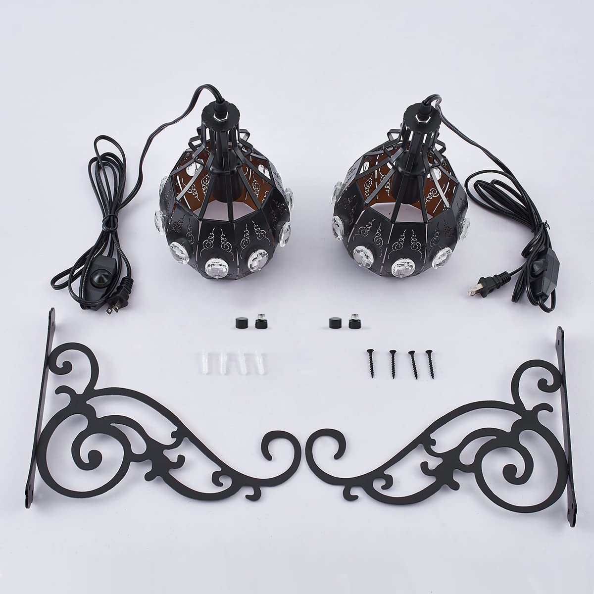 KAMTAT-ZS 2PK Wall Sconce Plug in Hanging Lamp Shelf Dimmable Wall Sconces Adjustable Wall Lights with Plug in Cord and Dimmer On/Off Indoor Wall Sconces for Living Room Bedroom