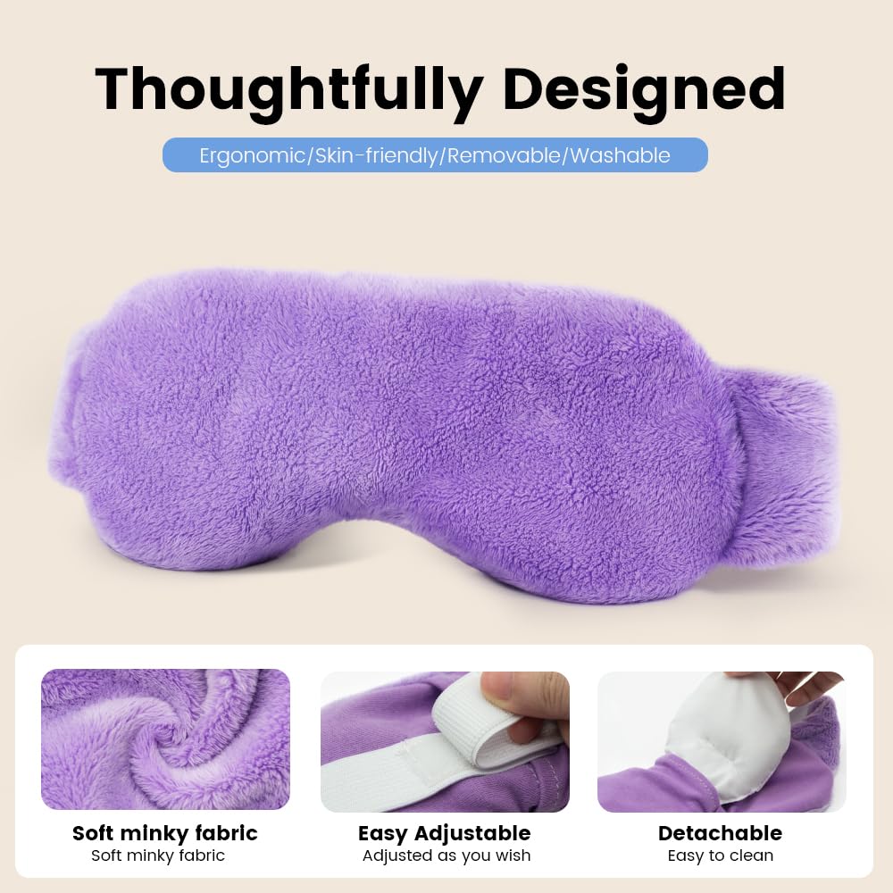 Heated Eye Mask for Dry Eyes, Steam Warm Compress for Dry Eyes, Work with Relieve, Blepharitis & Stye Treatment (Purple)