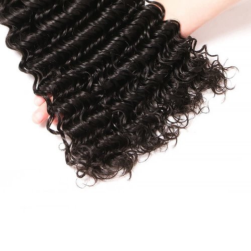 Raw Loose Deep Wave Bundles Human Hair Natural Black Color Brazilian Unprocessed Virgin Hair 18 20 22 Inch Deep Wave Human Hair Bundles