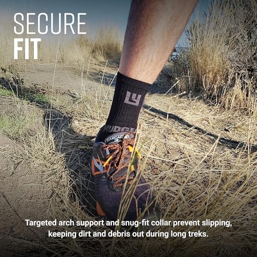 MudGear Crew Length Hiking Socks - Mid-Calf Trekking Socks - Non-Wool Wilderness Hiking Socks - Men and Women - 2-Pack