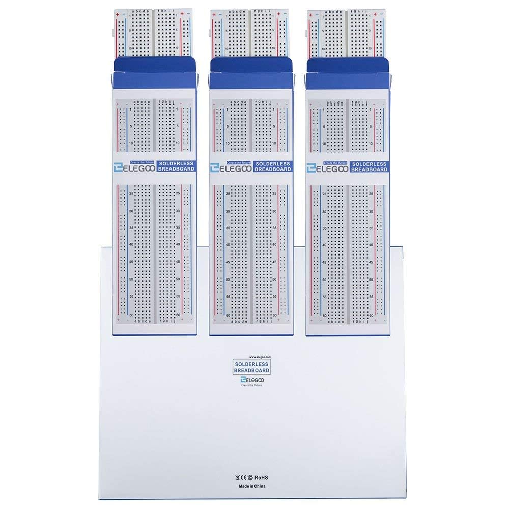 ELEGOO 3pcs Breadboard 830 Point Solderless Prototype PCB Board Kit for Arduino Proto Shield Distribution Connecting Blocks