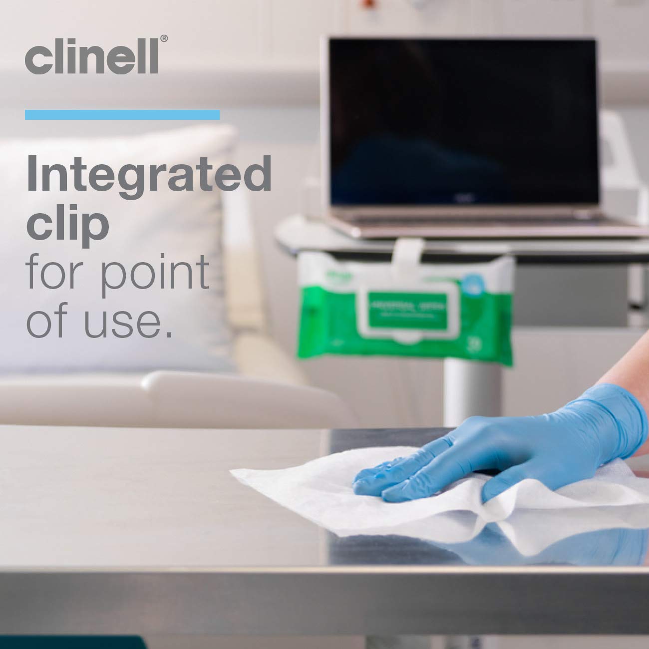 Clinell Universal Cleaning and Surface Disinfection- Multi Purpose - Kills 99.99% of Germs, Effective from 30 Seconds - 1 x Clip Pack of 50 Wipes