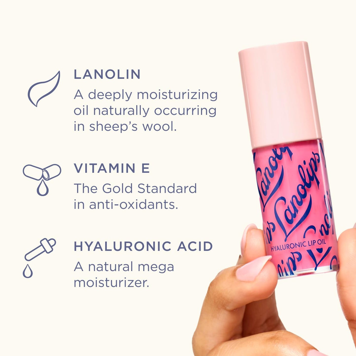 Lanolips Hydrating Lip Oil - Plumping Lip Gloss Infused with Lanolin Oil, Hyaluronic Acid & Vitamin E - Non-Sticky, Glossy Finis