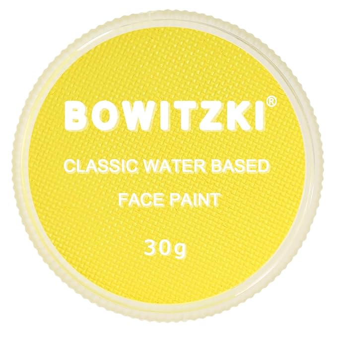 Bowitzki 30g Professional Face Paint Body Paint Water Based Face painting Makeup Safe for Kids and Adults Split Cake Single Color (Yellow)
