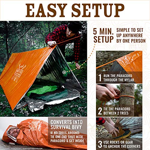 Don't Die In The Woods - Survival Tent - Made with Extra-Thick Space Blanket Thermal Mylar - Emergency Shelter Tube Tent -...