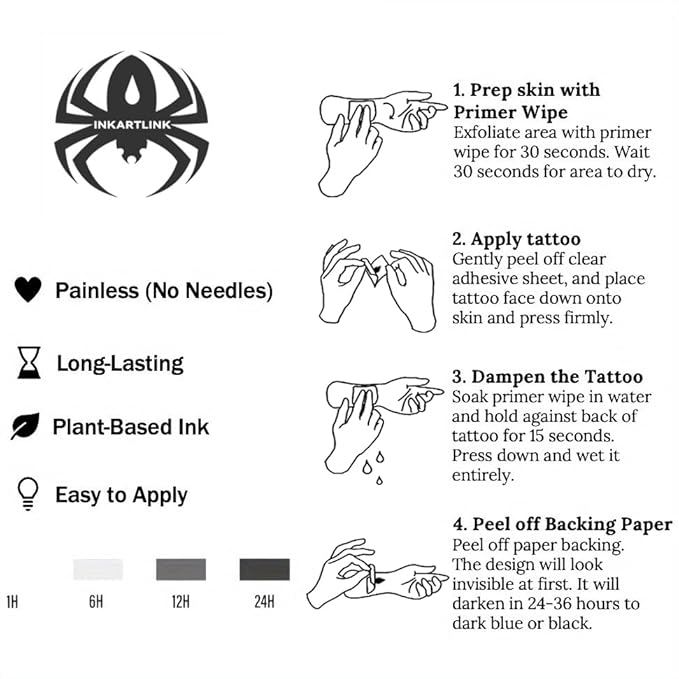 INKARTLINK Semi Permanent Tattoo, Creative party tattoo, beautiful and realistic design, fun tattoo experience, cruelty-free, non-reflective, waterproof (Angel 3)