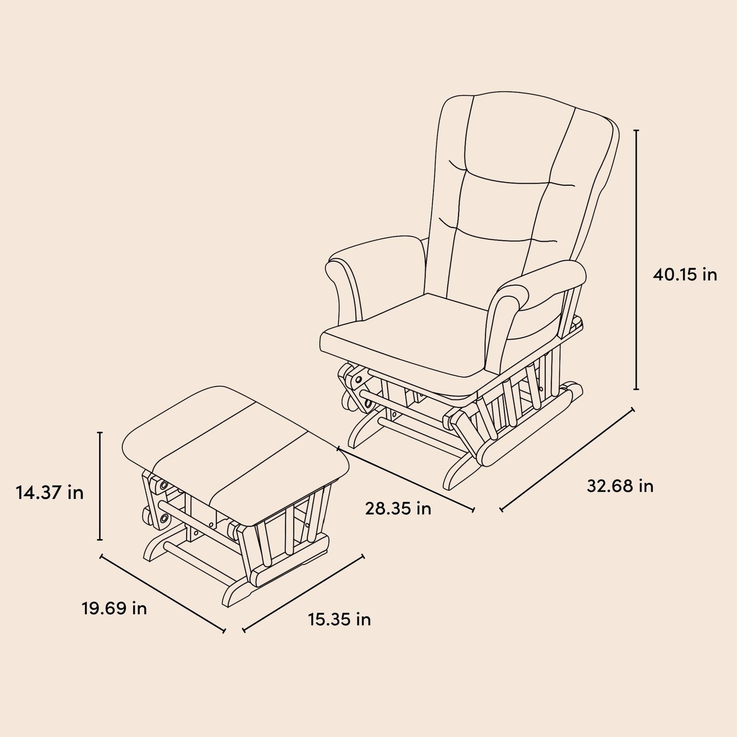 Storkcraft Tuscany Custom Glider and Ottoman with Free Lumbar Pillow (White/Grey) - Cleanable Upholstered Comfort Rocking Nursery Chair with Ottoman