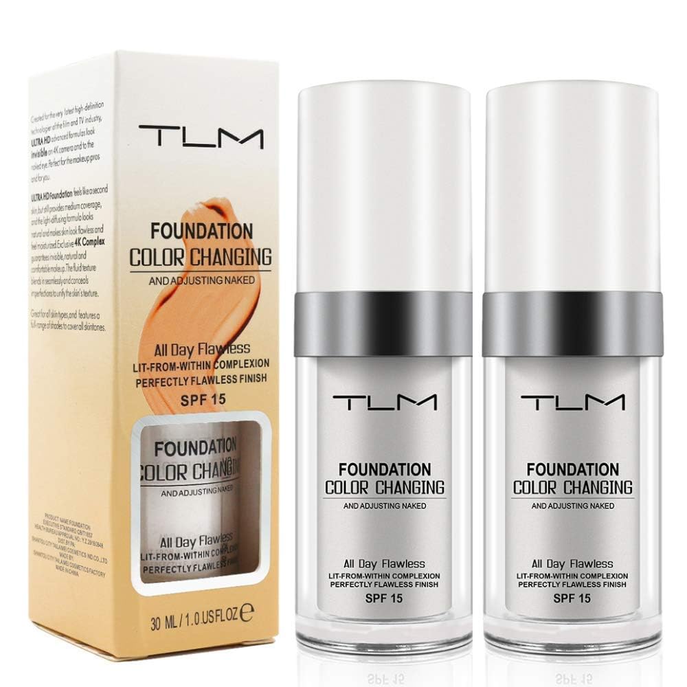 TLM Colour Changing Foundation, 2Pack Flawless Color Changing Foundation Makeup Base Moisturizing Liquid Foundation for Women, C